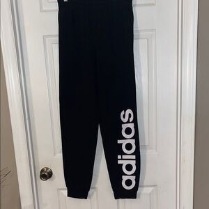 Girl’s Adidas Sweatpants Joggers, Large 14/16, black, white logo